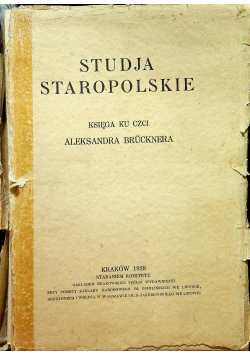 Studia staropolskie 1928 r.