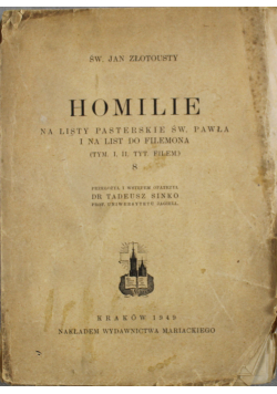 Homilie na listy pasterskie św Pawła i na list do Filemona 1949 r