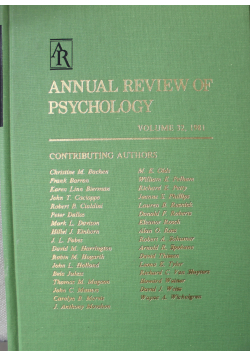 Annual Review of Psychology Volume 32
