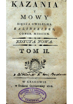 Kazania Mowy Tom II 1808 r.