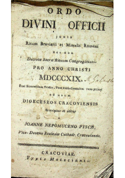 Ordo Divini Officii 1819 r.