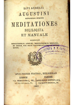 Divi Aurelli Augustini Meditationes  1861 r