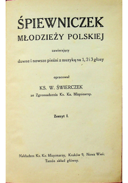 Śpiewniczek Młodzieży Polskiej 1917 r.