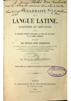 Grammaire De La Langue Latine 1869r