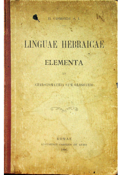 Linguae Hebraicae Elementa et Chrestomathia cum Glossario 1906 r.