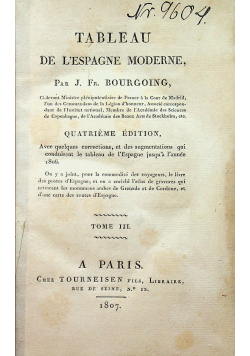Tableau de L espagne Moderne Tom III 1807 r