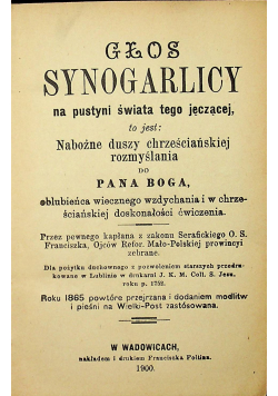 Głos Synogarlicy 1900 r.