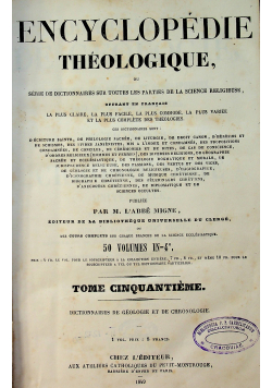 Encyclopedie Theologique tome cinquantieme 1849 r