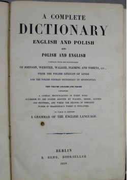 Dokładny słownik angielsko polski, 1849r.