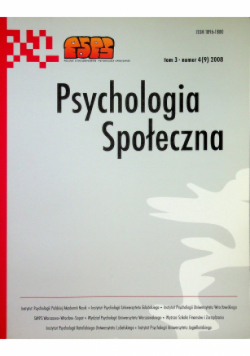 Psychologia społeczna Tom 8 Numer 4