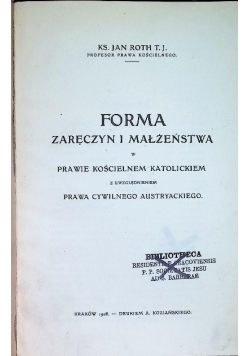 Forma zaręczyn i małżeństwa, 1908 r.