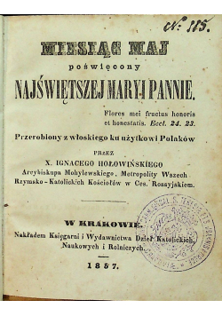 Miesiąc maj poświęcony Najświętszej Maryi Pannie 1857 r.