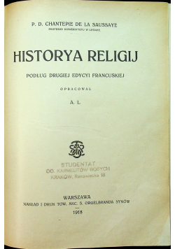 Historya Religij 1918 r.