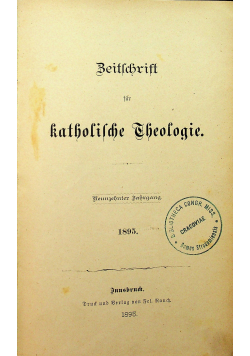 Beitschrift fur katholische Theologie 1895 r.