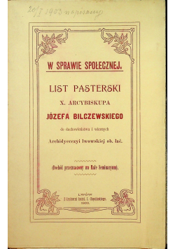 List Pasterski X Arcybiskupa Józefa Bilczewskiego 1903 r.
