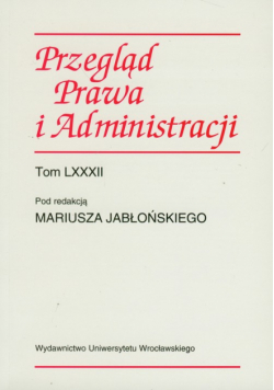 Jabłoński Mariusz - Przegląd Prawa i Administracji,  T.LXXXII