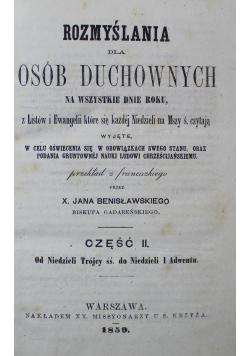 Rozmyślenia dla osób duchownych Część II 1859 r.