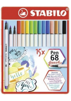 Flamastry Pen 68 brush etui met. 15 kol STABILO