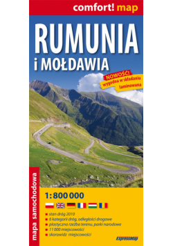 Rumunia i Mołdawia 1:800 000 Mapa laminowana