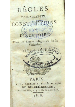 Regles Constitutions Et Directoire1818r