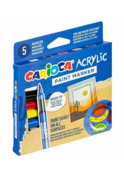 Markery akrylowe z pędzelkiem 5 kolorów CARIOCA