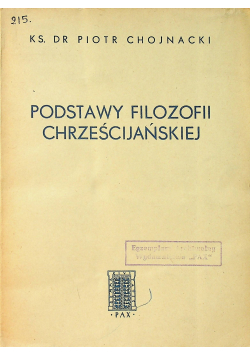 Podstawy Filozofii Chrześcijańskiej