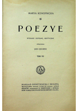 Konopnicka Poezye tom VII 1915 r.