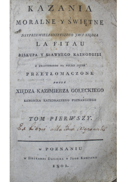 Kazania moralne y świętne tom I 1801 r.
