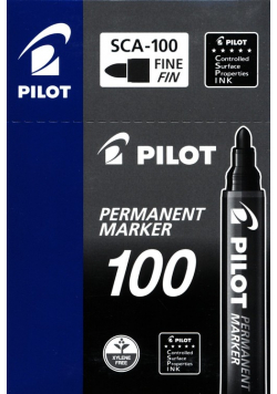 Marker permanentny Pilot SCA-100 Czarny 12 sztuk