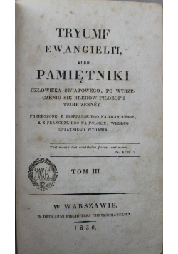 Tryumf Ewangielii albo pamiętniki Tom III 1830 r.