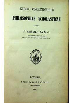 Cursus Compendiarius Philosophiae Scholasticae 1887 r