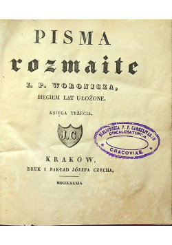 Pisma rozmaite Wornicza 1832 r.