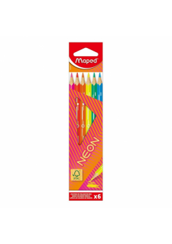 Kredki trójkątne neon 6 kolorów MAPED