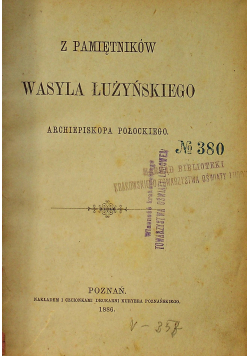 Z pamiętników Wasyla Łużyńskiego 1886 r
