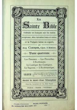 La Sainte Bible tome quatrieme 1902 r