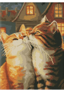 Diamentowa mozaika bez ramy - Zakochane koty 30x40
