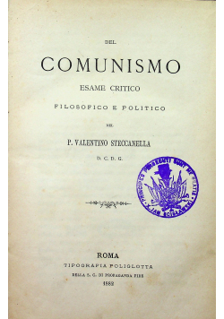 Del Comunismo Esame Critico Filosofico e politico 1882 r.