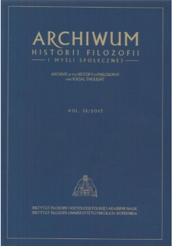 Archiwum historii filozofii i myśli społecznej vol 58