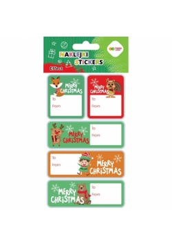 Naklejki Xmas animals tag 10x20cm HAPPY COLOR