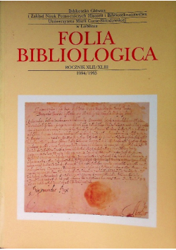Folia Bibliologica Rocznik 1994 / 1995