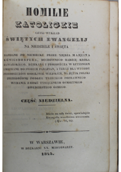 Homilie katolickie Część niedzielna 1845r