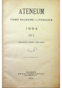 Ateneum Pismo naukowe i literackie Tom II 1884 r.