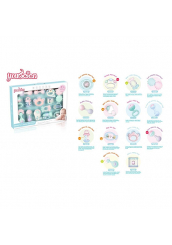 Grzechotki Gryzaki duży zestaw pastelowy 15szt