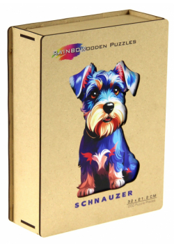Puzzle 200 drewniane kolorowe Pies Sznaucer