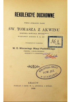 Rekolekcye Duchowne 1898 r.