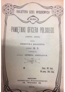 Pamiętniki oficera Polskiego III 1904 r.