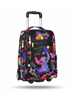Plecak młodzieżowy na kółkach Disney Black Compact Stitch
