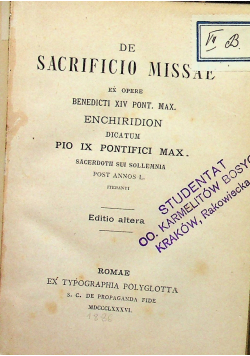 De Sacrificio Missae 1886 r