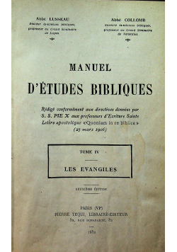 Manuel detudes bibliques Tome IV 1932 r