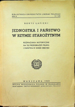 Jednostka i państwo w Rzymie Starożytnym 1939r